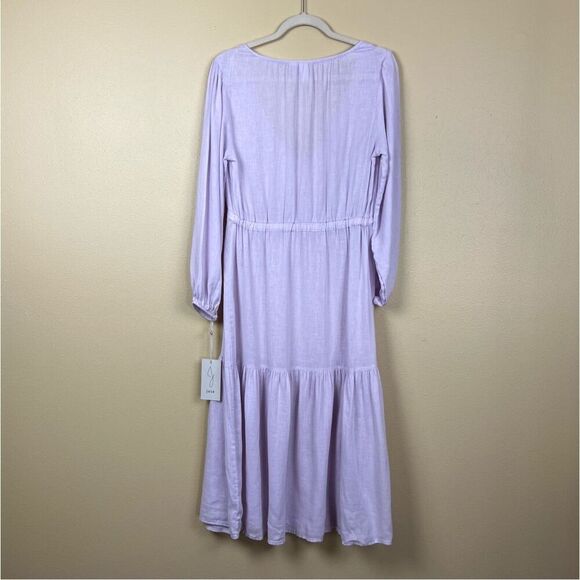 NWT Joie Dress Maxi Beach Coverup Lavender Plunge Linen Blend Size S - Picture 3 of 5